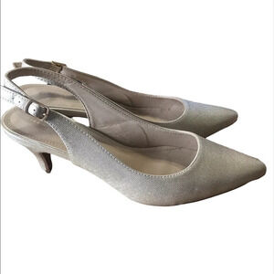 GREATONU Gold tone sparkle sling back heel Size 40